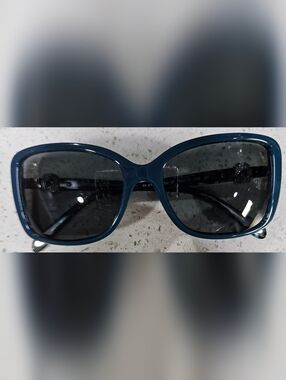 Tiffany & Co. Women's Blue Frame Sunglasses with Silver Accents